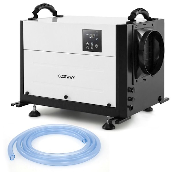 Professionel Affugter COSTWAY-58,5 L/Dag-3 Tilstande-24 Timer Timer-Afløbsrør-Automatic Tøning-Kælder-Lager-Hvid