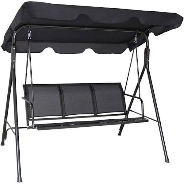 COSTWAY Havehyse til Karet 3 Pladser i Polyester og Stål - Justerbart UV-Resistent Tag til Balkon, Terrasse 170x 110 x 150CM Sort