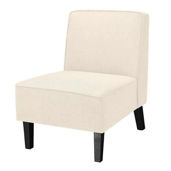 COSTWAY linned stof accent stol, massivt gummi træ ben, tyk svampepude, 73 x 61 x 80 cm, maks. belastning 150 kg Beige