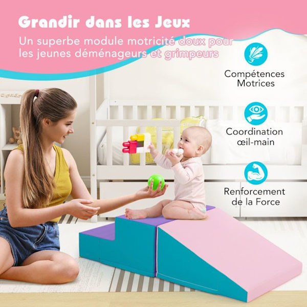 2 kpl Baby Motor Skills Module vaahtomuovista COSTWAY-rakennuspalikka vedenpitävä ja irrotettava PU-suojus-koukku ja silmukkakiinnitin-violetti