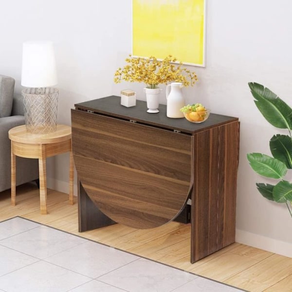 COSTWAY Hopfällbart/utdragbart matbord upp till 163 CM, 4 - 7 personer, brun konsol Cabriolet Mörk naturligt trä