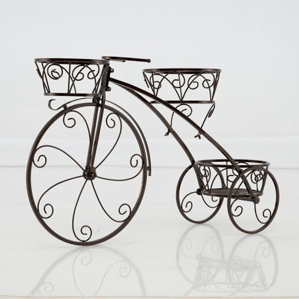 Porte-Plante Tricycle COSTWAY, 3 Kurve Sække i Forskellige Størrelser, Elegante Hjul, til Patio, Have, Balkon, Bronze Brons