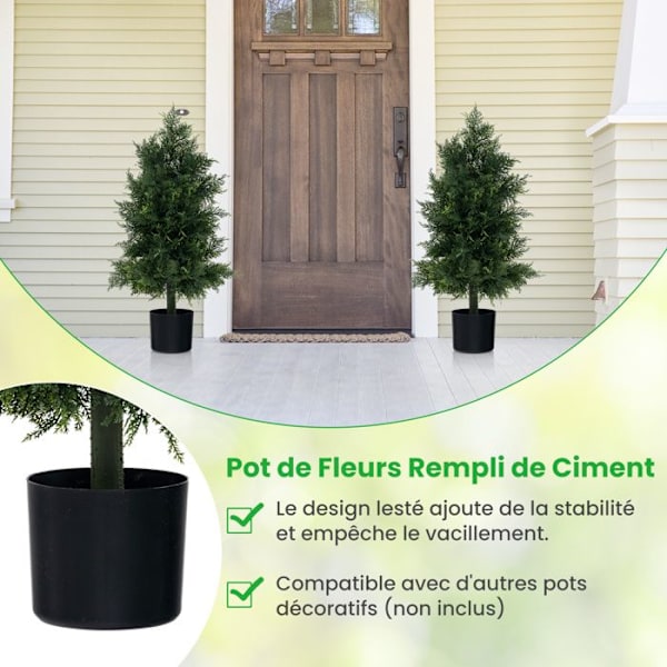 COSTWAY Faux Cedar Topiary K80cm, tekomänty, muoviruukku, valonkestävät lehdet