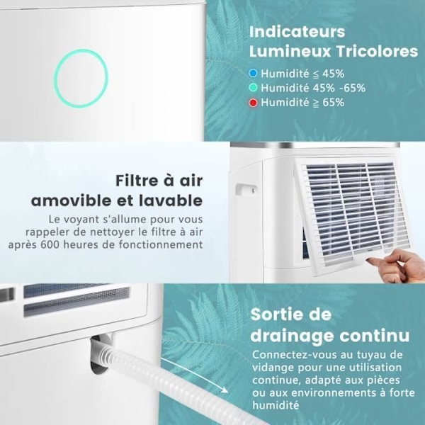COSTWAY Avfuktare 25L/dag 4 i 1 vattentank 6,5L 24H Timer 2 hastigheter Automatisk avfrostning Rum upp till 30 m²