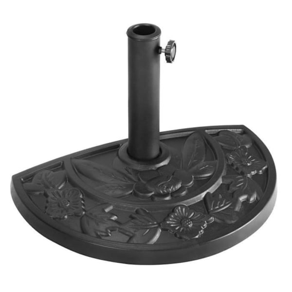 COSTWAY halvcirkulär parasollbas Dia.50cm i harts för diameter 38mm eller 48mm för terrass, innergård, trädgårdssvart