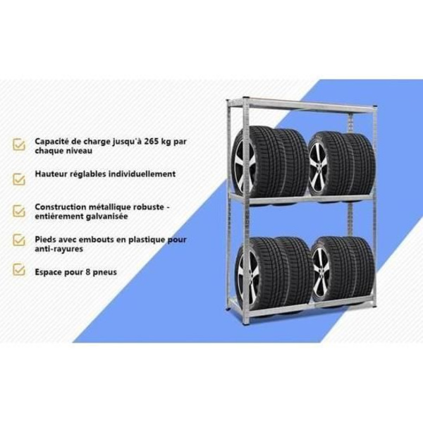 COSTWAY Reol Garage Værksted Opbevaring Heavy Duty Lastekapacitet 795KG 3 Eter Dæk Opbevaring Stålreoler