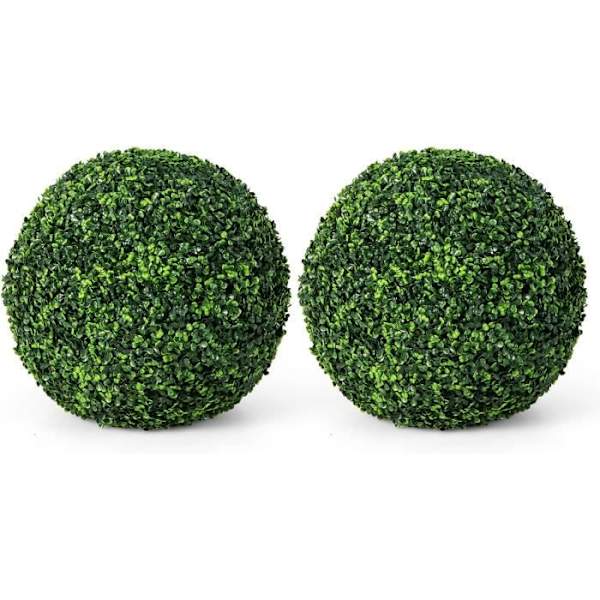 COSTWAY kunstig plante - 2 buksbomkugler (dia.: 45 CM) buksbomkugler UV-resistente dekorative til indendørs udendørs