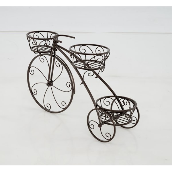 Porte-Plante Tricycle COSTWAY, 3 Kurve Sække i Forskellige Størrelser, Elegante Hjul, til Patio, Have, Balkon, Bronze Brons