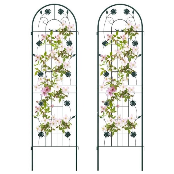 COSTWAY Metal Garden Trellis Set om 2 180x50cm - 3 i 1 Plant Support - Elegant Mönster - Klätterväxter, Rosor, Grönsaker