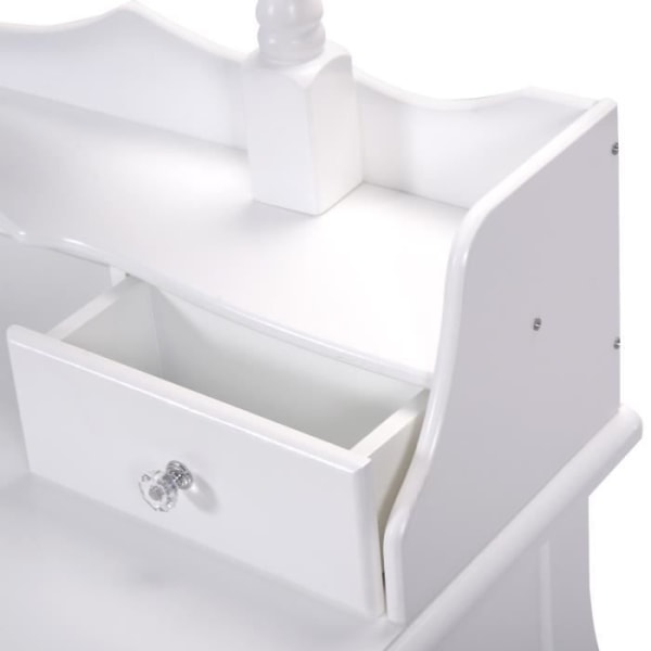 Sminkbord + pall med spegel sovrum sminkbord 3 lådor vit MDF