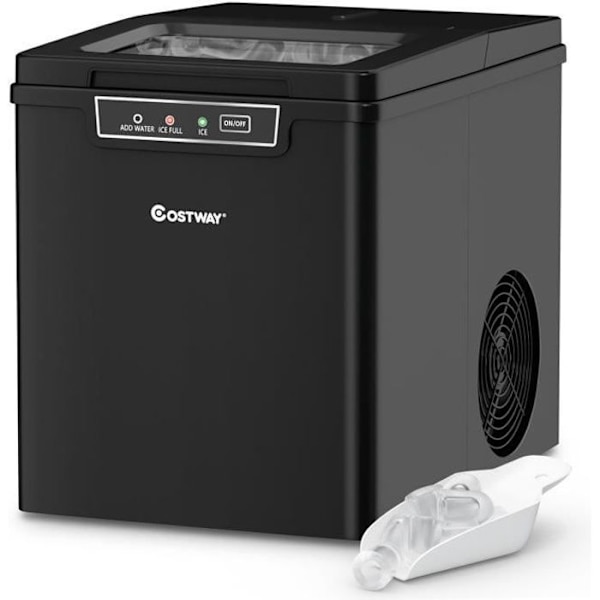 Kannettava COSTWAY jääpalakone 12 kg/24 h 9 jääkuutiota 8 minuutissa hälytysjärjestelmällä, 1,85 litran säiliö, LCD-näyttö 105 W