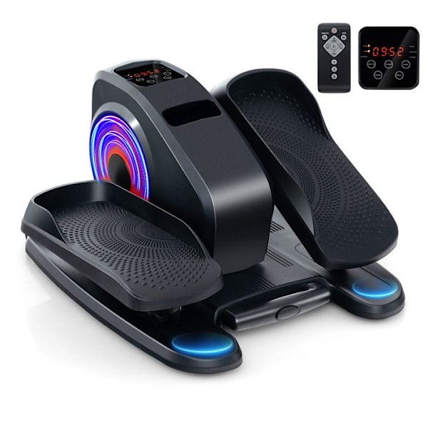 COSTWAY Mini Electric Elliptical Trainer-LCD-skärm-Infraröd fjärrkontroll-Automatisk/Manuell-Dubbelriktad lägen-Förmonterad