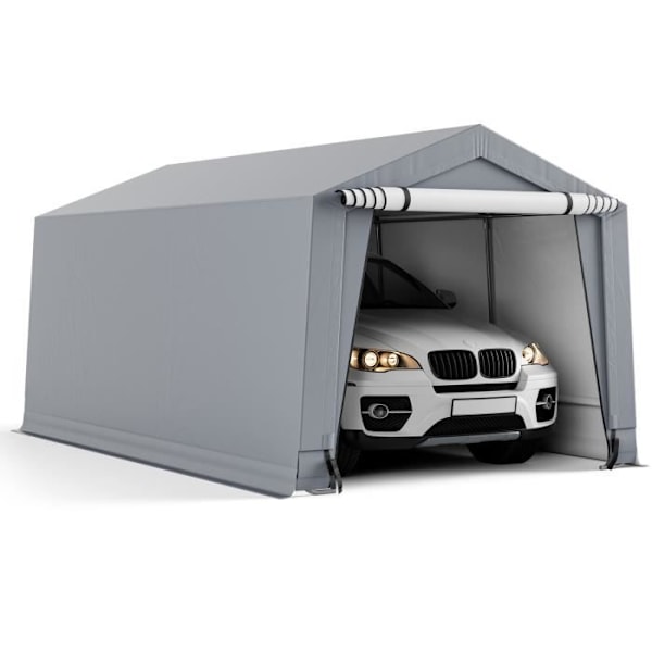 COSTWAY Carport förvaringstält 2,9 x 4,9 x 2,45 m galvaniserat stål dragkedja Vattentät design för SUV, båt