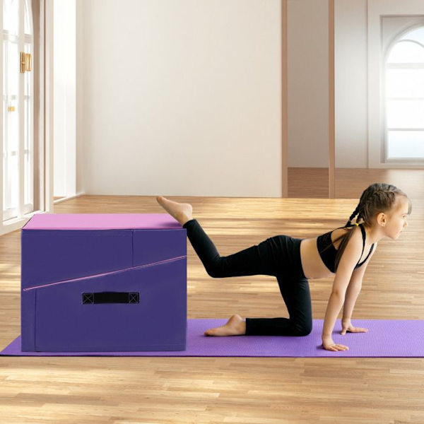 COSTWAY Incline Gymnastikmåtte - 120 x 60 x 35 cm - Foldbar retvinklet - EPE-skum og skridsikkert PVC-læder - Bærehåndtag
