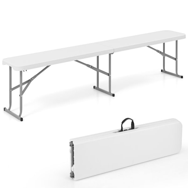 COSTWAY 182 cm Plastisk Havebænk, Transporthåndtag, Indendørs Udendørs til Grill Camping Picnic