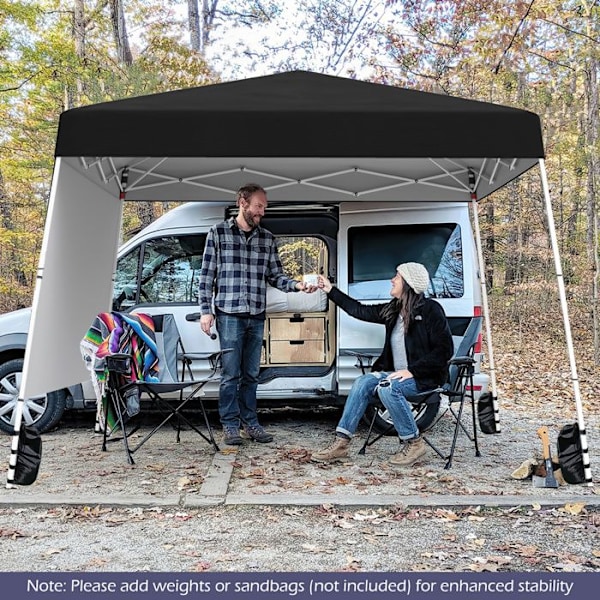 COSTWAY Pop-Up Telt Foldsbar 3 x 3 M med 1 Sidevæg - Solbeskyttelse UPF50+ - Bærbar Rygsæk til Camping, Sort
