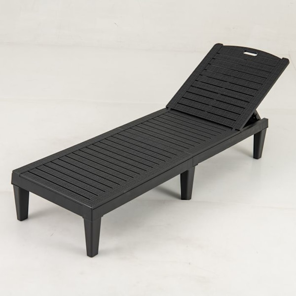 COSTWAY Sæt af 2 Udendørs Recliner Stole i PP, Justerbare Rygge i 4 Positioner, til Terrasse Porch Patio, Sort Svart