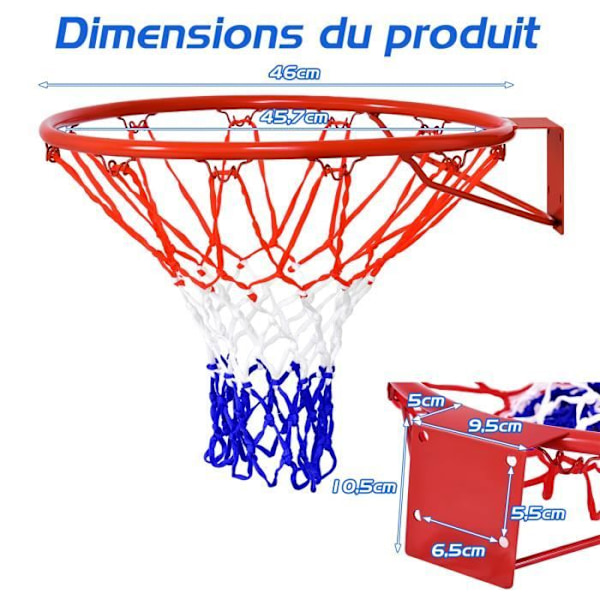 COSTWAY mini basketbåge med utbytesnät 46 cm basketring på slitstark PE-dörr 4 expansionsskruvar inomhus/utomhus