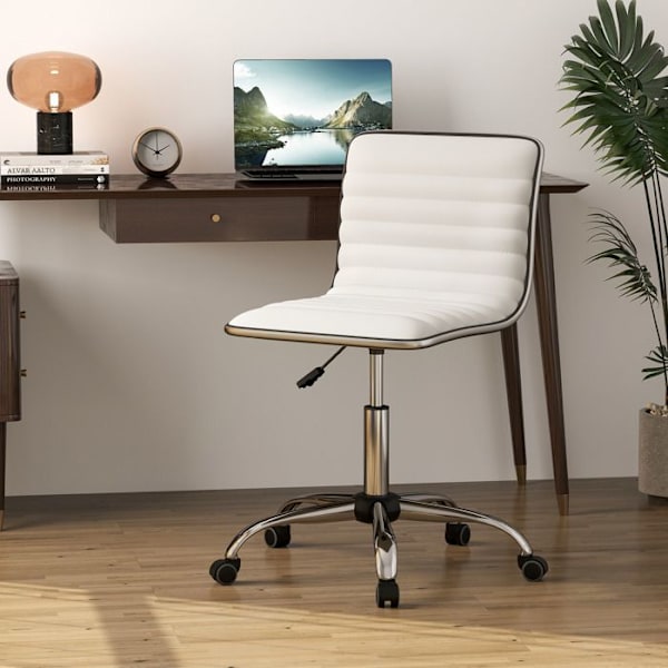 Polstret Kontorstol - COSTWAY - Justerbar Drejesæde Højde 49-63,5 cm - Universelle Hjul Moderne Stil