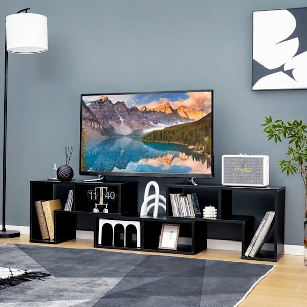 COSTWAY 65" TV-møbel i 3 dele, modulær bogreol til stue, soveværelse, TV-møbel i træ, 135x30x43cm, sort