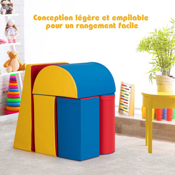 COSYWAY 5 st Large XL Foam Motor Skills Moduler Programvarubaserade byggstenar med skydd för barn 9 månader till 3 år Gult, blått och rött