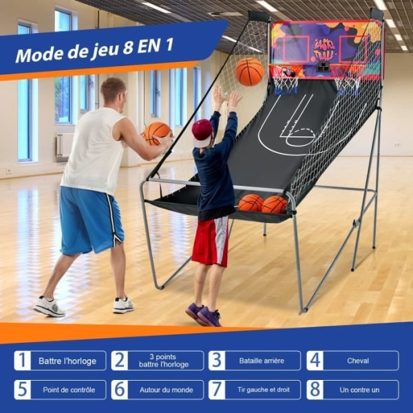 COSTWAY Arcade Basketball Game Double Shootout Double Hoop elektronisk resultattavla med 4 bollar, 1 pump Basket Hoop Lila