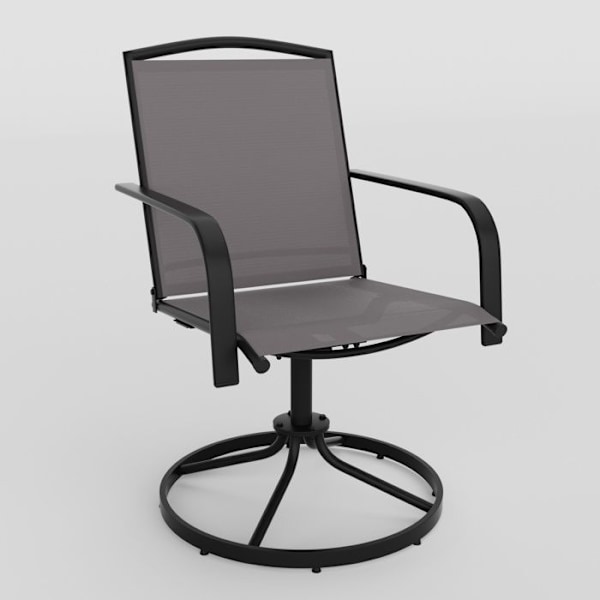 Sæt med 2 Drejebare Havestole COSTWAY, Høj Ryg og Rund Metalbase, 360° Netchaise, Sort Svart
