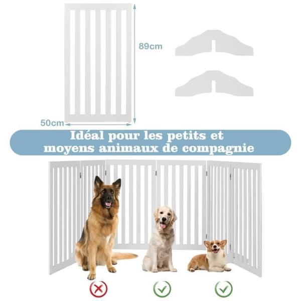 Modulær Foldbar Pet Barrier - COSTWAY - Hvid - 6 paneler - 89cm Vit