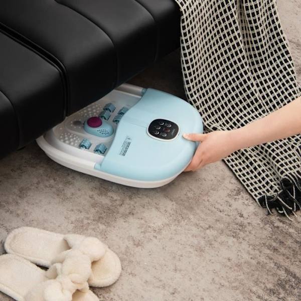COSTWAY Massage fodbad, Sammenfoldelig, Rødt Lys, Justerbar temperatur med fjernbetjening, Rullemassage, Himmelblå.