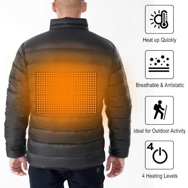 COSTWAY Herre varmejakke - Vandtæt - 4 temperaturer - Ski - Sort - XXXL Svart XXXL