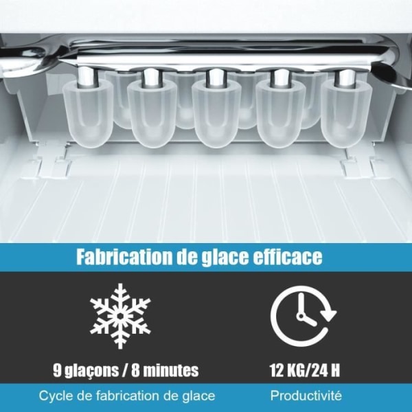 COSTWAY Bärbar ismaskin 12KG /24H 9 isbitar per 8 min 1,6L tank, självrengörande, 120W LCD-skärm för hemsilver Pengar