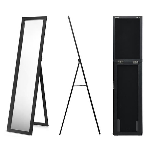 COSTWAY stående spejl, Psyche rektangulært fritstående spejl 155 x 37 cm, moderne skandinavisk stil sort