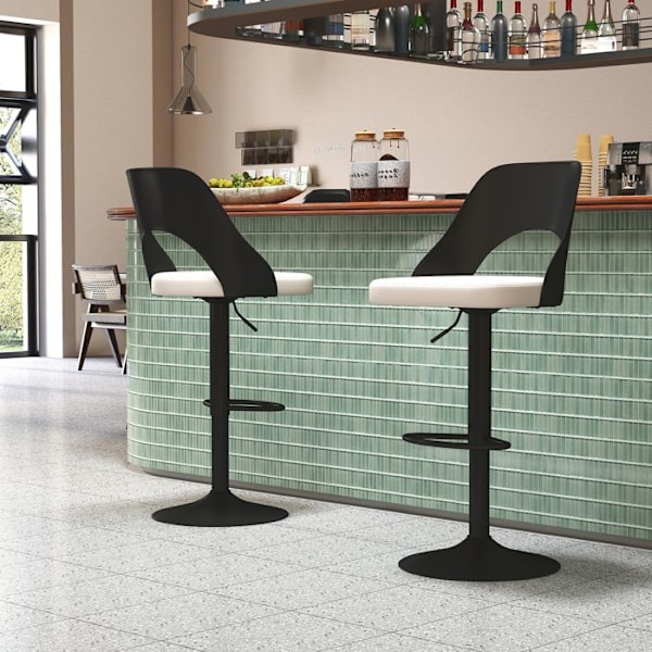 COSTWAY Set med 2 Ergonomiska Barstolar - Justerbar Sitsens Höjd 63-83 cm för Kök Bistro Svart