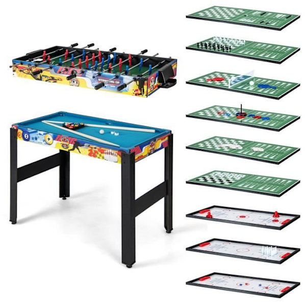 12 i 1 fotbollsbord - COSTWAY - Storlek 105 x 106 x 90,5 cm - Material MDF, metall, plast mångfärgad