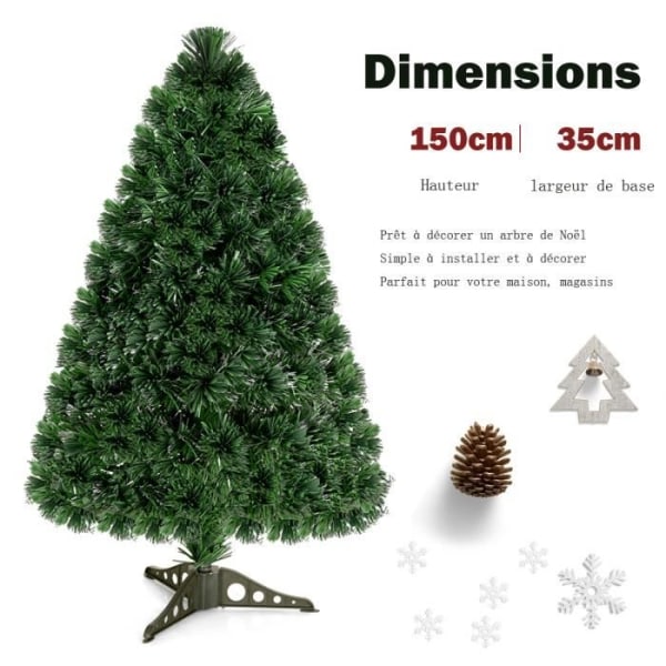 Julgran Konstgjord julgran med LED-lampor och plaststativ PVC-material för juldekoration 150cm Grön