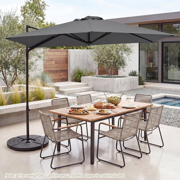 Hexagonal Parasol 290 cm COSTWAY, Kryssbas, 360° Svängbar, Lutande Tyg, Trädgårdsparasol, Grå Grå
