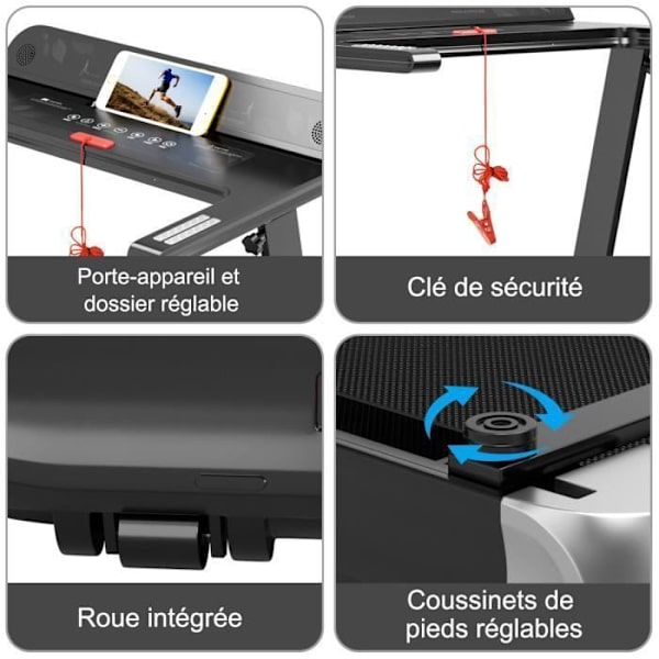 COSTWAY Foldbart Løbebånd APP Kontrol 0,96-12 km/t Bluetooth 12 Programmer LED Display og Enhedsholder Sølv