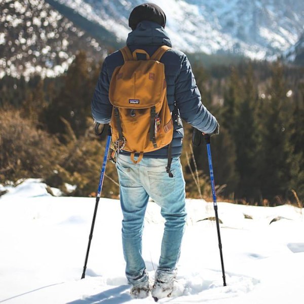 COSTWAY Walking Stick Anti-Shock vandringsstav i aluminium med 3 justerbara längder 65-135 cm Blå