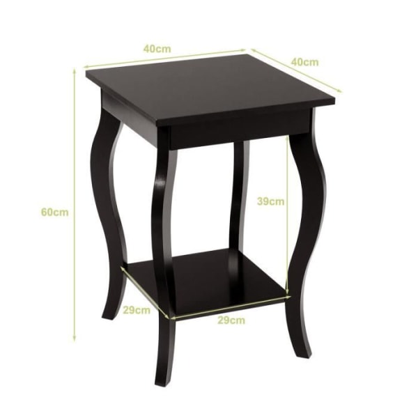 COSTWAY sidebord 2 niveauer, firkantet endebord med skridsikre fødder til soveværelse, stue, 40 x 40 x 60 cm, kaffe Kaffe