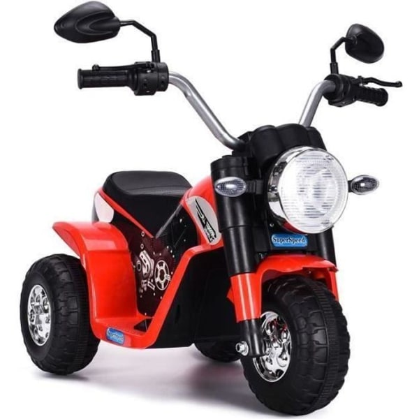 COSTWAY 6V elmotorcykel för barn 3-hjulig 3-4km/h skoter med strålkastare och horn för 3-8 år Max. 20 kg röd
