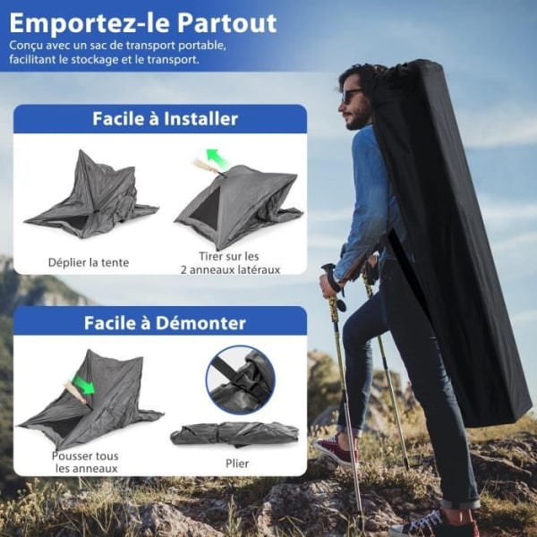 COSTWAY 2-3 personers instant campingtelt-360° envejs gennemsigtigt-dobbelt tag-vandtæt polyester-2 døre