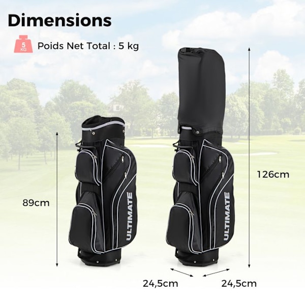 COSTWAY Golf Tas Stativ til Kvinder, 9-delt Golfklubsæt med Bærbar Caddy-taske, 3 Sorte Covers