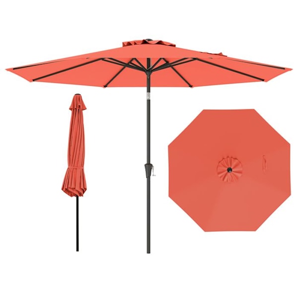 Parasol Deporter 25 °303cm - COSTWAY - Solbeskyttende - Knap-tilt 8 Spidser til Have, Terrasse Orange