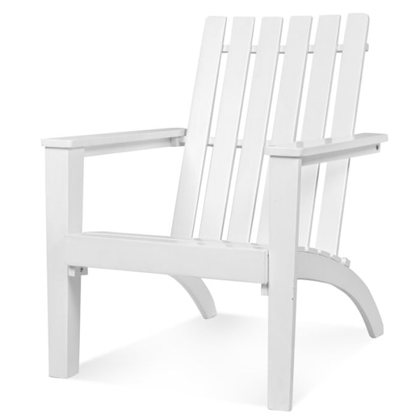 Acacia Wood Havestol - COSTWAY - Adirondack Design Lænestol - Belastning 160 kg - til Stue Terrasse Balkon Gårdhave - Hvid