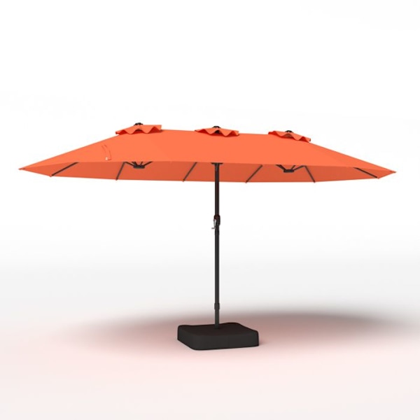 Parasol Double de Jardin 470x285cm Rectangulaire - COSTWAY - Perustoimitus ja 2 Hiekka-aluetta mukana - 12 Vahvaa Sälettä - Terassi - Oranssi