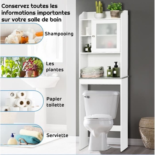 COSTWAY Toiletbord, Badeværelsessøjle med Træskabe, med Alsidig Opbevaringshylde, Hvid Vit
