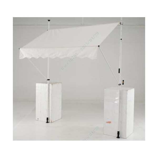 COSTWAY Butik Banne Manuel Retractable 2,5 x 1,2M - Manivelle Højdejusterbar 210-300CM, Terrasse Markise Anti UV Hvid