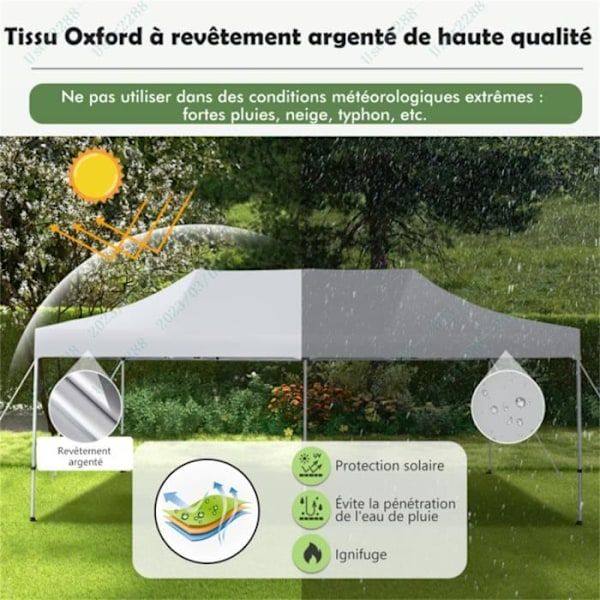 COSTWAY Instant Barnum Garden Gazebo 3x6x3m Kannettava vedenpitävä SFP +50, pyörät ja laukku 3 säädettävää korkeutta 20 hengelle