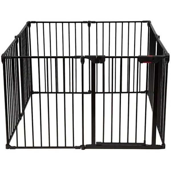 COSTWAY Child Safety Gate - Pejs Brandvagt 500 cm - 8 Foldbart Panel - Manuelt låsesystem - Nem montering - Sort Svart