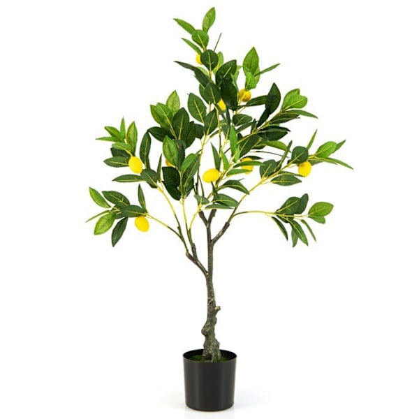 COSTWAY konstgjord citronträd H80cm med 9 citroner, grön växt i kruka, modern inredning för hem, vardagsrum, kontor